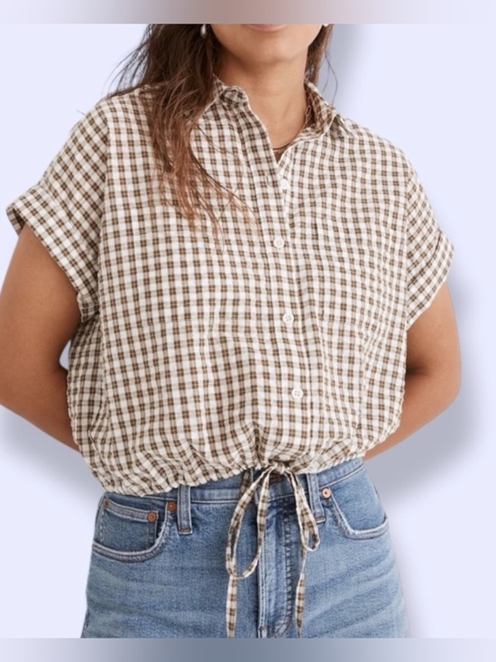 Madewell Tops - Madewell Seersucker Plaid Blouse Size S